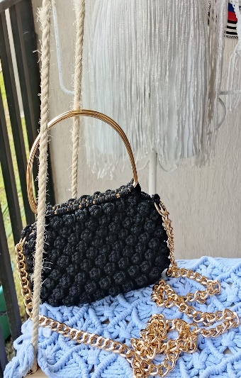 Bolso Macrame Negro Golden