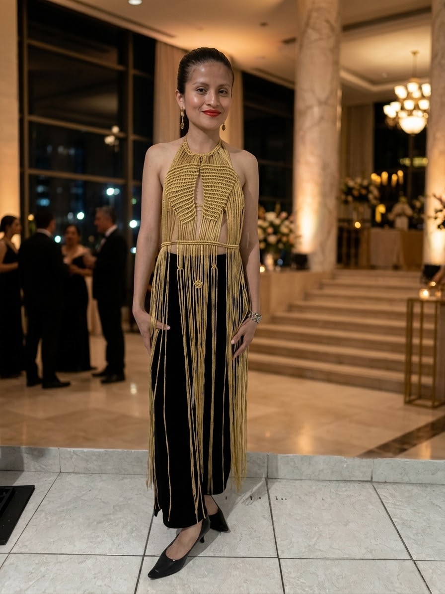 Vestido Golden Short Macrame